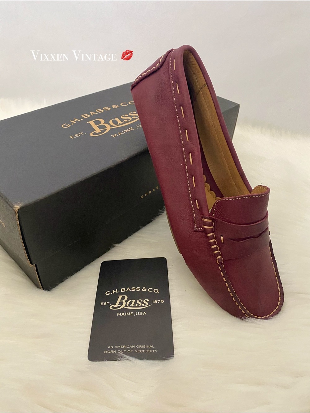 G.H. BASS CO. 2017 LEATHER 'PATRICIA' DRIVING LOAFERS IN EGGPLANT